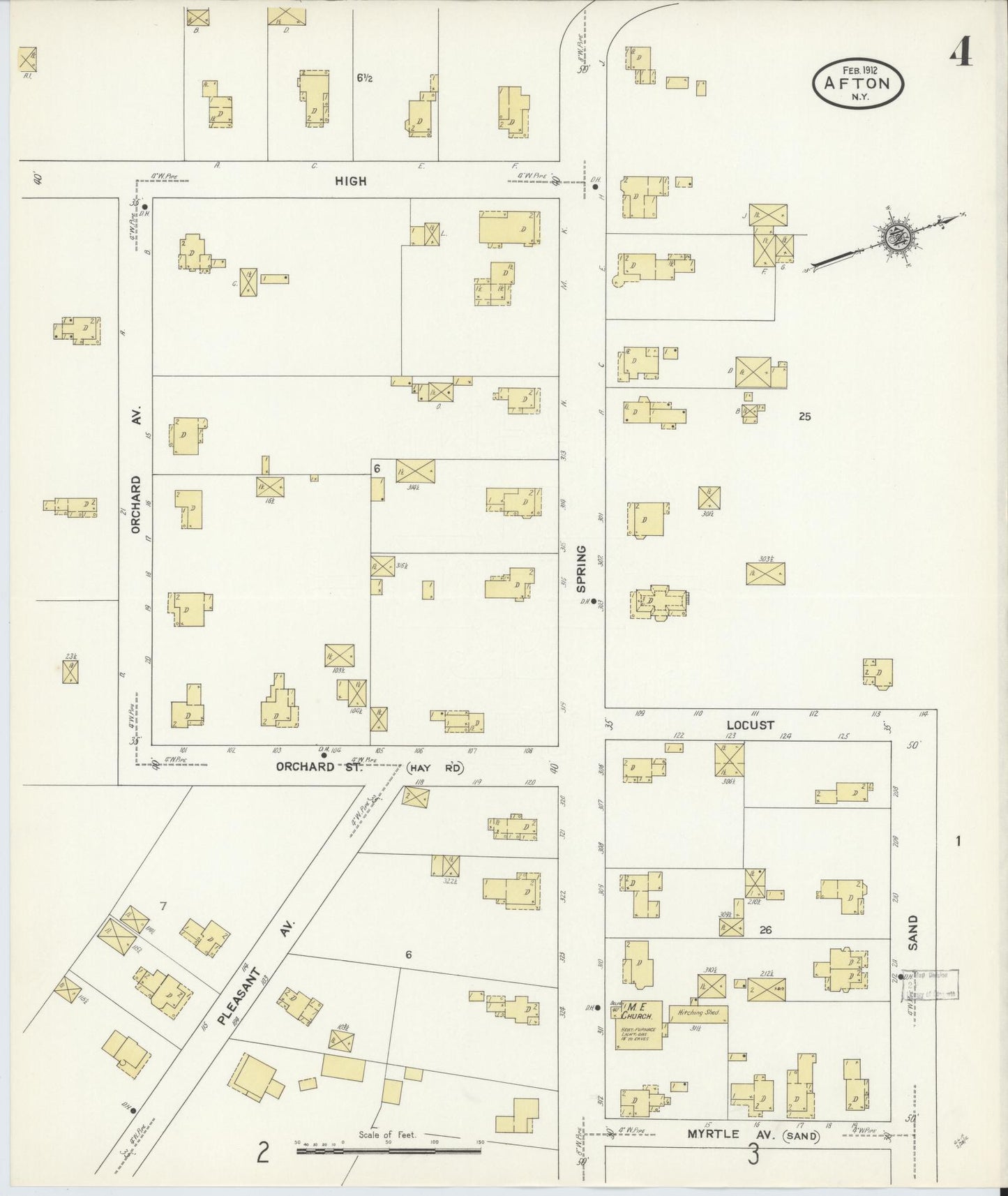 Sanborn Fire Insurance Map from Afton, Chenango County, New York (1912), Sheet #0004 - Historic Sanborn Fire Insurance Map Print, vintage old map wall art, antique decor, genealogy gift, New York New York map