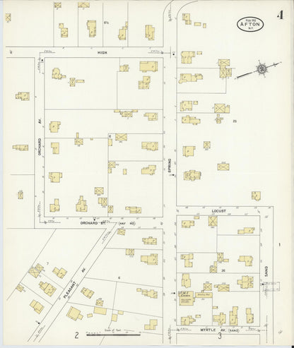 Sanborn Fire Insurance Map from Afton, Chenango County, New York (1912), Sheet #0004 - Historic Sanborn Fire Insurance Map Print, vintage old map wall art, antique decor, genealogy gift, New York New York map
