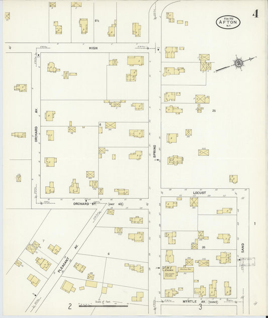 Sanborn Fire Insurance Map from Afton, Chenango County, New York (1912), Sheet #0004 - Historic Sanborn Fire Insurance Map Print, vintage old map wall art, antique decor, genealogy gift, New York New York map
