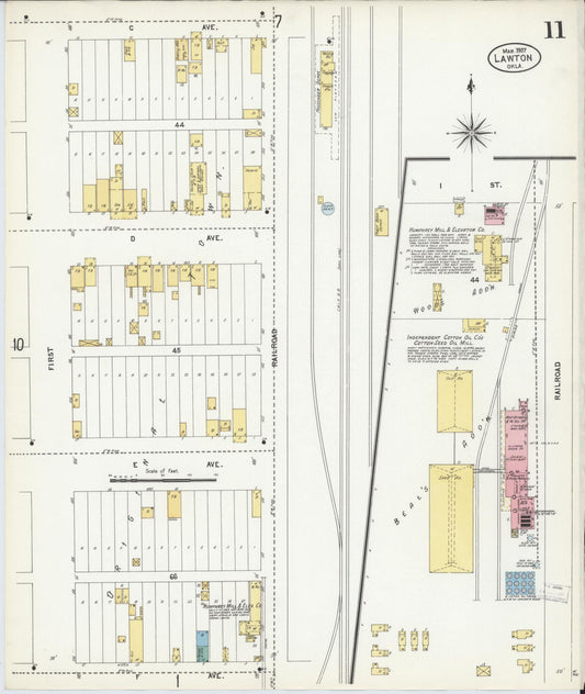 Sanborn Fire Insurance Map from Lawton, Comanche County, Oklahoma (1907), Sheet #0011 - Historic Sanborn Fire Insurance Map Print, vintage old map wall art, antique decor, genealogy gift, Oklahoma Oklahoma map