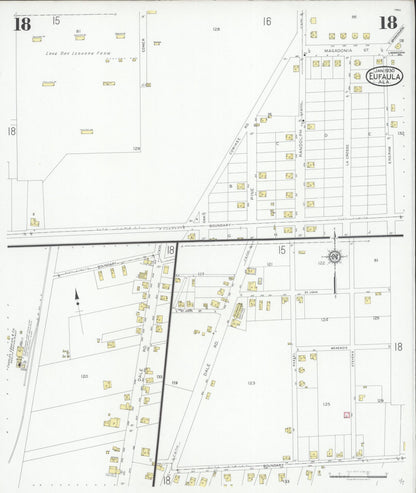 Sanborn Fire Insurance Map from Eufaula, Barbour County, Alabama (1930), Sheet #0018 - Complete Map Set gallery image, historic Sanborn map, vintage wall art, Alabama Alabama