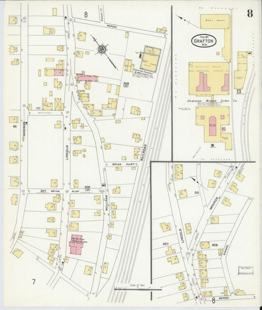 Sanborn Fire Insurance Map from Grafton, Taylor County, West Virginia (1911), Sheet #0008 - Historic Sanborn Fire Insurance Map Print, vintage old map wall art, antique decor, genealogy gift, West Virginia West Virginia map