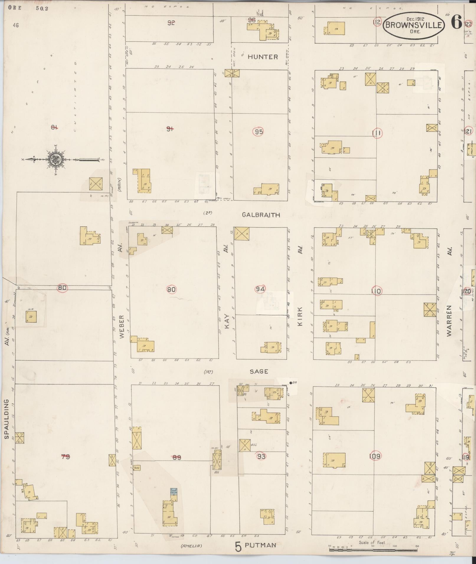 Sanborn Fire Insurance Map from Brownsville, Linn County, Oregon (1912), Sheet #0006 - Complete Map Set gallery image, historic Sanborn map, vintage wall art, Oregon Oregon