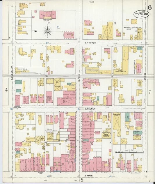 Sanborn Fire Insurance Map from Cynthiana, Harrison County, Kentucky (1903), Sheet #0006 - Historic Sanborn Fire Insurance Map Print, vintage old map wall art, antique decor, genealogy gift, Kentucky Kentucky map