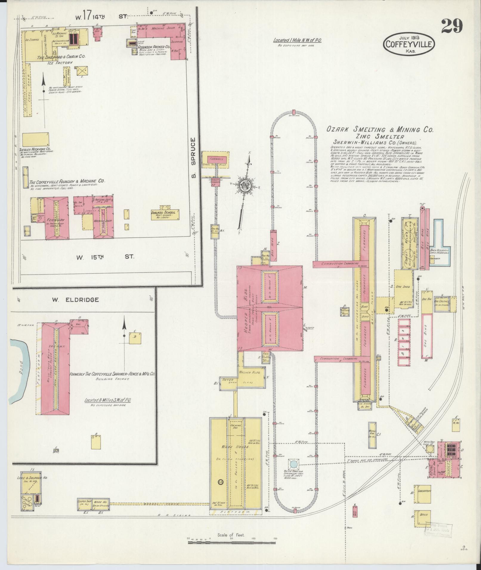 Sanborn Fire Insurance Map from Coffeyville, Montgomery County, Kansas (1913), Sheet #0029 - Complete Map Set gallery image, historic Sanborn map, vintage wall art, Kansas Kansas