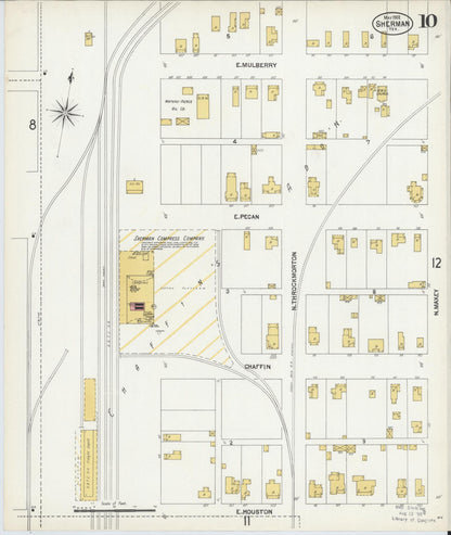 Sanborn Fire Insurance Map from Sherman, Grayson County, Texas (1902), Sheet #0010 - Complete Map Set gallery image, historic Sanborn map, vintage wall art, Texas Texas