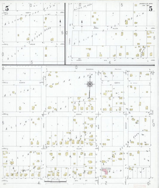 Sanborn Fire Insurance Map from Janesville, Waseca County, Minnesota (1947), Sheet #0005 - Historic Sanborn Fire Insurance Map Print, vintage old map wall art, antique decor, genealogy gift, Minnesota Minnesota map