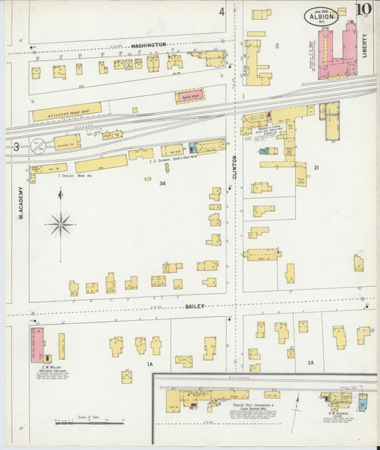 Sanborn Fire Insurance Map from Albion, Orleans County, New York (1900), Sheet #0010 - Historic Sanborn Fire Insurance Map Print, vintage old map wall art, antique decor, genealogy gift, New York New York map