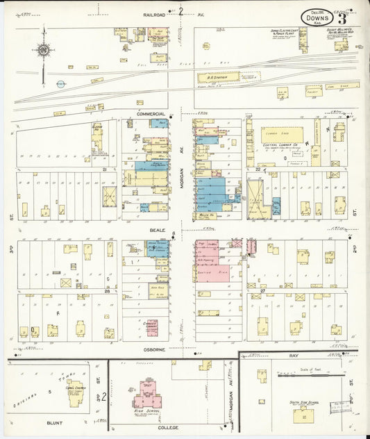 Sanborn Fire Insurance Map from Downs, Osborne County, Kansas (1911), Sheet #0003 - Historic Sanborn Fire Insurance Map Print, vintage old map wall art, antique decor, genealogy gift, Kansas Kansas map