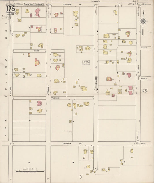 Sanborn Fire Insurance Map from Montgomery, Montgomery County, Alabama (1922), Sheet #0175 - Historic Sanborn Fire Insurance Map Print, vintage old map wall art, antique decor, genealogy gift, Alabama Alabama map