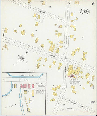 Sanborn Fire Insurance Map from Rockland, Plymouth County, Massachusetts (1906), Sheet #0006 - Historic Sanborn Fire Insurance Map Print, vintage old map wall art, antique decor, genealogy gift, Massachusetts Massachusetts map
