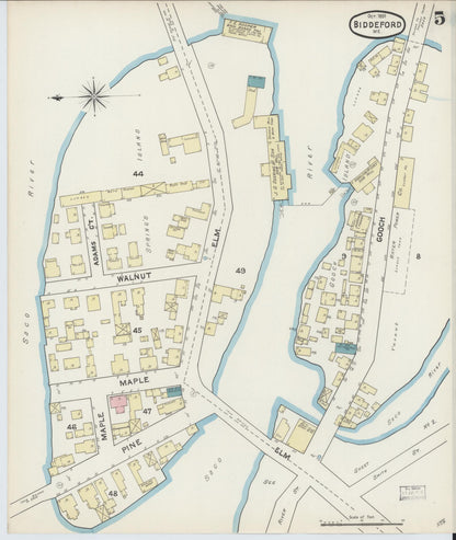 Sanborn Fire Insurance Map from Biddeford, York County, Maine (1891), Sheet #0005 - Complete Map Set gallery image, historic Sanborn map, vintage wall art, Maine Maine