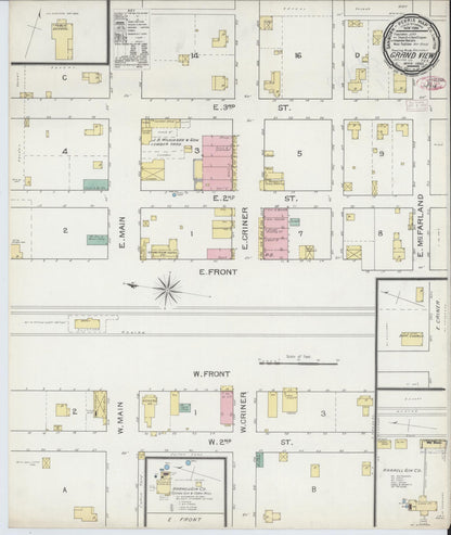 Sanborn Fire Insurance Map from Grandview, Johnson County, Texas (1893), Sheet #0001 - Historic Sanborn Fire Insurance Map Print, vintage old map wall art, antique decor, genealogy gift, Texas Texas map