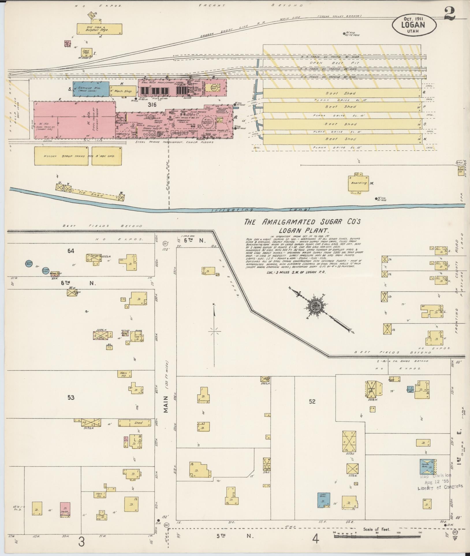 Sanborn Fire Insurance Map from Logan, Cache County, Utah (1911), Sheet #0002 - Complete Map Set gallery image, historic Sanborn map, vintage wall art, Utah Utah