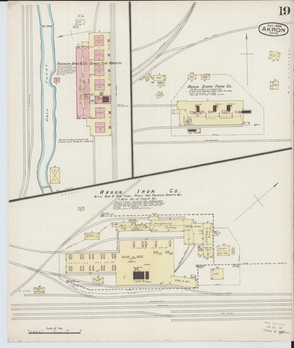 Sanborn Fire Insurance Map from Akron, Summit County, Ohio (1886), Sheet #0019 - Complete Map Set gallery image, historic Sanborn map, vintage wall art, Ohio Ohio