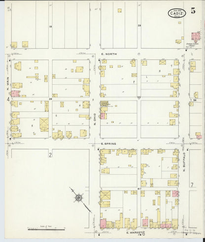 Sanborn Fire Insurance Map from Cadiz, Harrison County, Ohio (1916), Sheet #0005 - Historic Sanborn Fire Insurance Map Print, vintage old map wall art, antique decor, genealogy gift, Ohio Ohio map