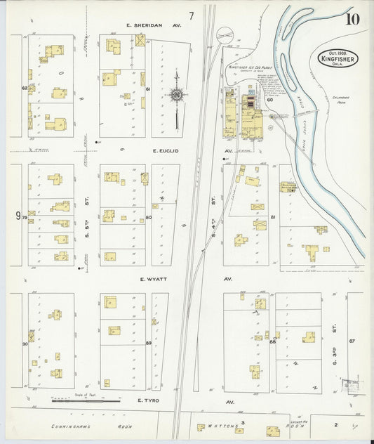 Sanborn Fire Insurance Map from Kingfisher, Kingfisher County, Oklahoma (1909), Sheet #0010 - Historic Sanborn Fire Insurance Map Print, vintage old map wall art, antique decor, genealogy gift, Oklahoma Oklahoma map