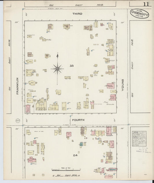 Sanborn Fire Insurance Map from Ogden, Weber County, Utah (1884), Sheet #0011 - Historic Sanborn Fire Insurance Map Print, vintage old map wall art, antique decor, genealogy gift, Utah Utah map