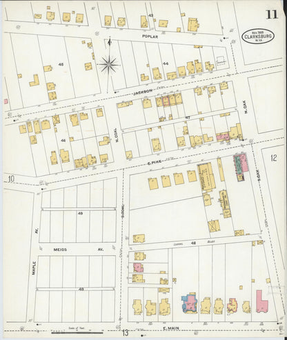 Sanborn Fire Insurance Map from Clarksburg, Harrison County, West Virginia (1905), Sheet #0011 - Complete Map Set gallery image, historic Sanborn map, vintage wall art, West Virginia West Virginia
