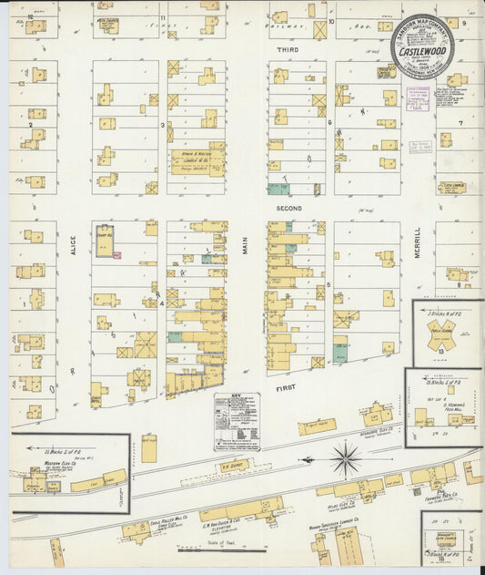 Sanborn Fire Insurance Map from Castlewood, Hamlin County, South Dakota (1904), Sheet #0001 - Historic Sanborn Fire Insurance Map Print, vintage old map wall art, antique decor, genealogy gift, South Dakota South Dakota map