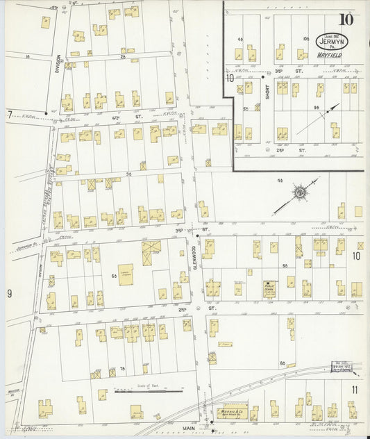 Sanborn Fire Insurance Map from Jermyn, Lackawanna County, Pennsylvania (1912), Sheet #0010 - Historic Sanborn Fire Insurance Map Print, vintage old map wall art, antique decor, genealogy gift, Pennsylvania Pennsylvania map
