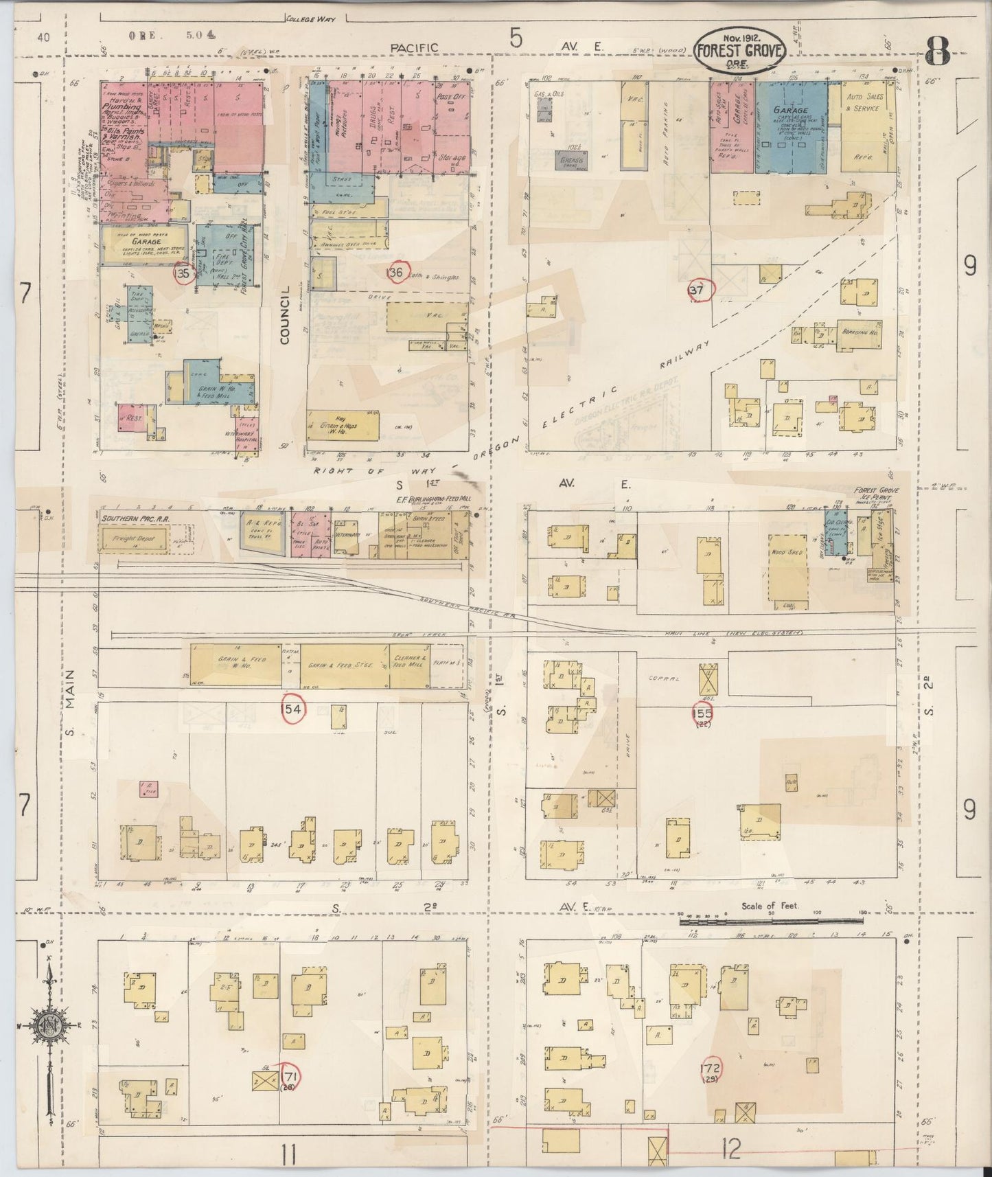 Sanborn Fire Insurance Map from Forest Grove, Washington County, Oregon (1939), Sheet #0008 - Complete Map Set gallery image, historic Sanborn map, vintage wall art, Oregon Oregon