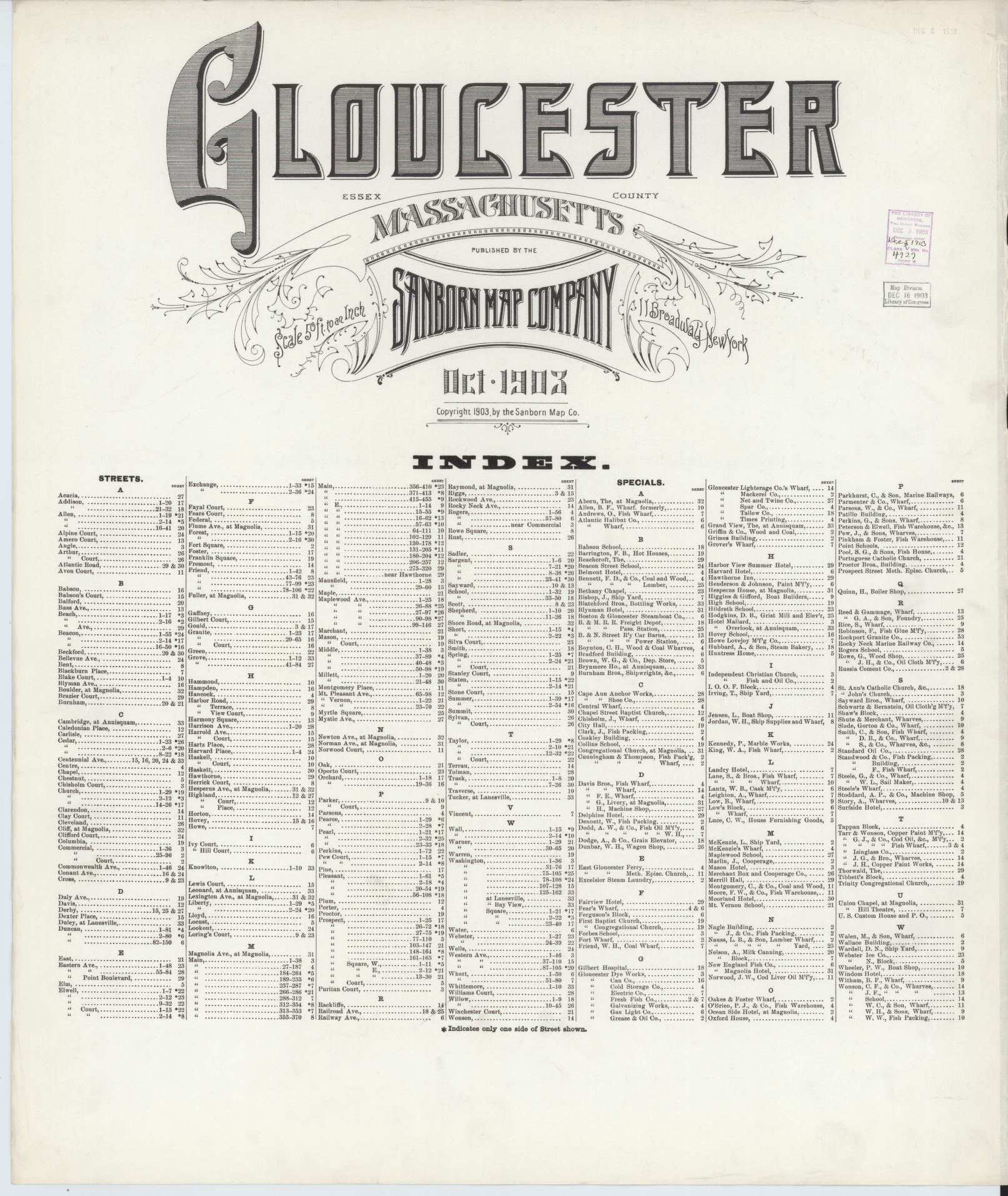 Sanborn Fire Insurance Map from Gloucester, Essex County, Massachusetts (1893), Sheet #0001 - Historic Sanborn Fire Insurance Map Print, vintage old map wall art, antique decor, genealogy gift, Massachusetts Massachusetts map