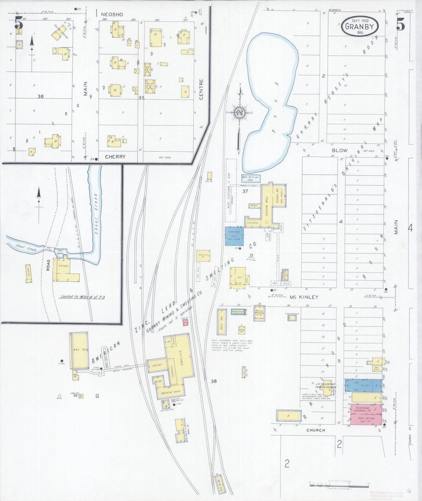 Sanborn Fire Insurance Map from Granby, Newton County, Missouri (1930), Sheet #0005 - Complete Map Set gallery image, historic Sanborn map, vintage wall art, Missouri Missouri