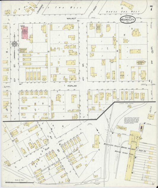 Sanborn Fire Insurance Map from Mound City, Pulaski County, Illinois (1914), Sheet #0007 - Historic Sanborn Fire Insurance Map Print, vintage old map wall art, antique decor, genealogy gift, Illinois Illinois map