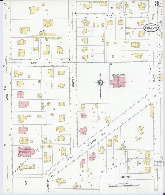 Sanborn Fire Insurance Map from Fulton, Callaway County, Missouri (1910), Sheet #0003 - Historic Sanborn Fire Insurance Map Print, vintage old map wall art, antique decor, genealogy gift, Missouri Missouri map