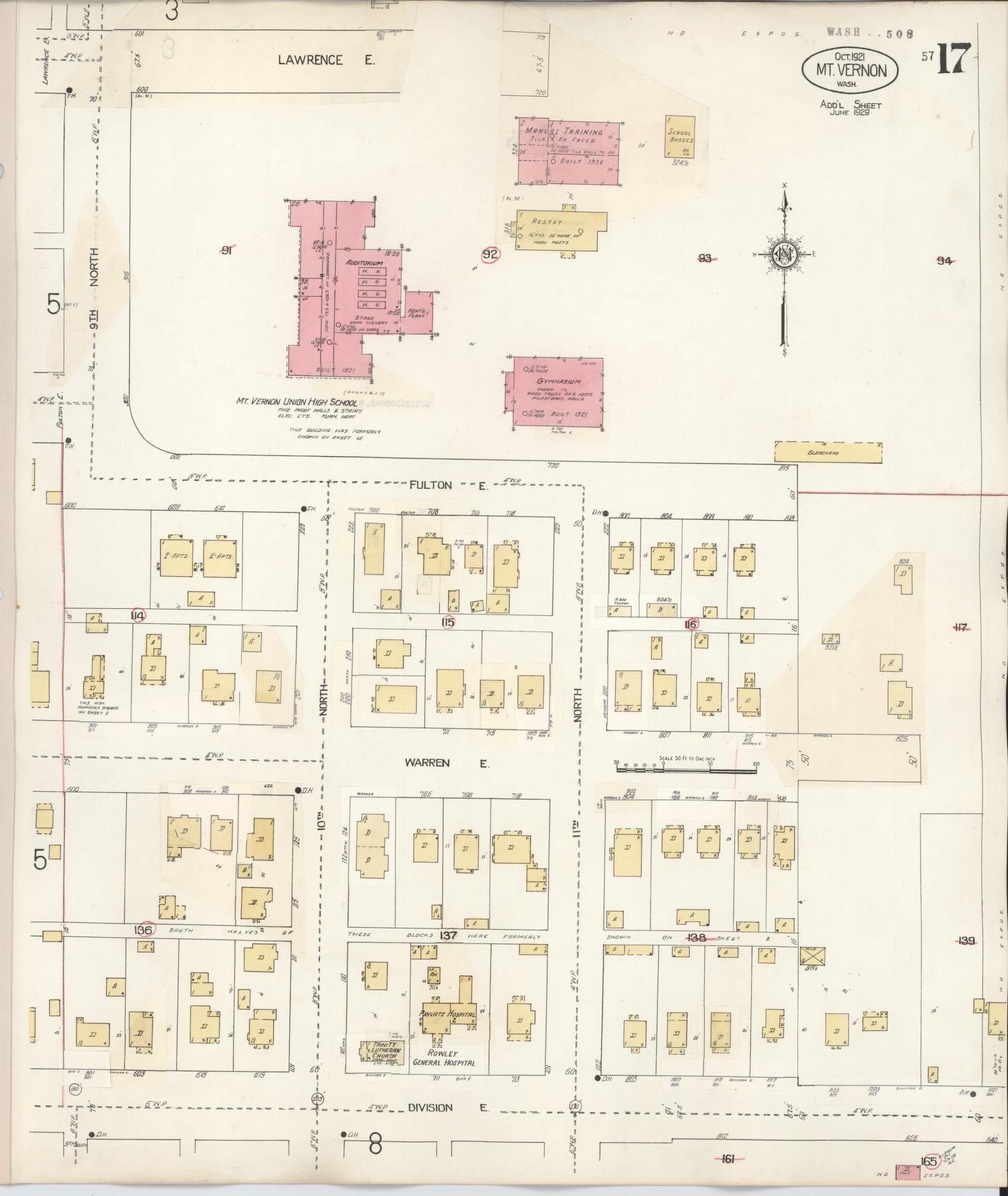 Sanborn Fire Insurance Map from Mount Vernon, Skagit County, Washington (1948), Sheet #0017 - Complete Map Set gallery image, historic Sanborn map, vintage wall art, Washington Washington