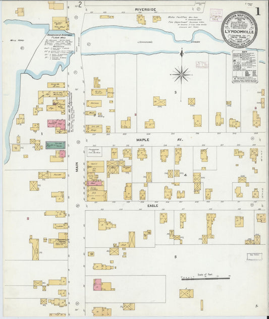 Sanborn Fire Insurance Map from Lyndonville, Orleans County, New York (1906), Sheet #0001 - Complete Map Set gallery image, historic Sanborn map, vintage wall art, New York New York
