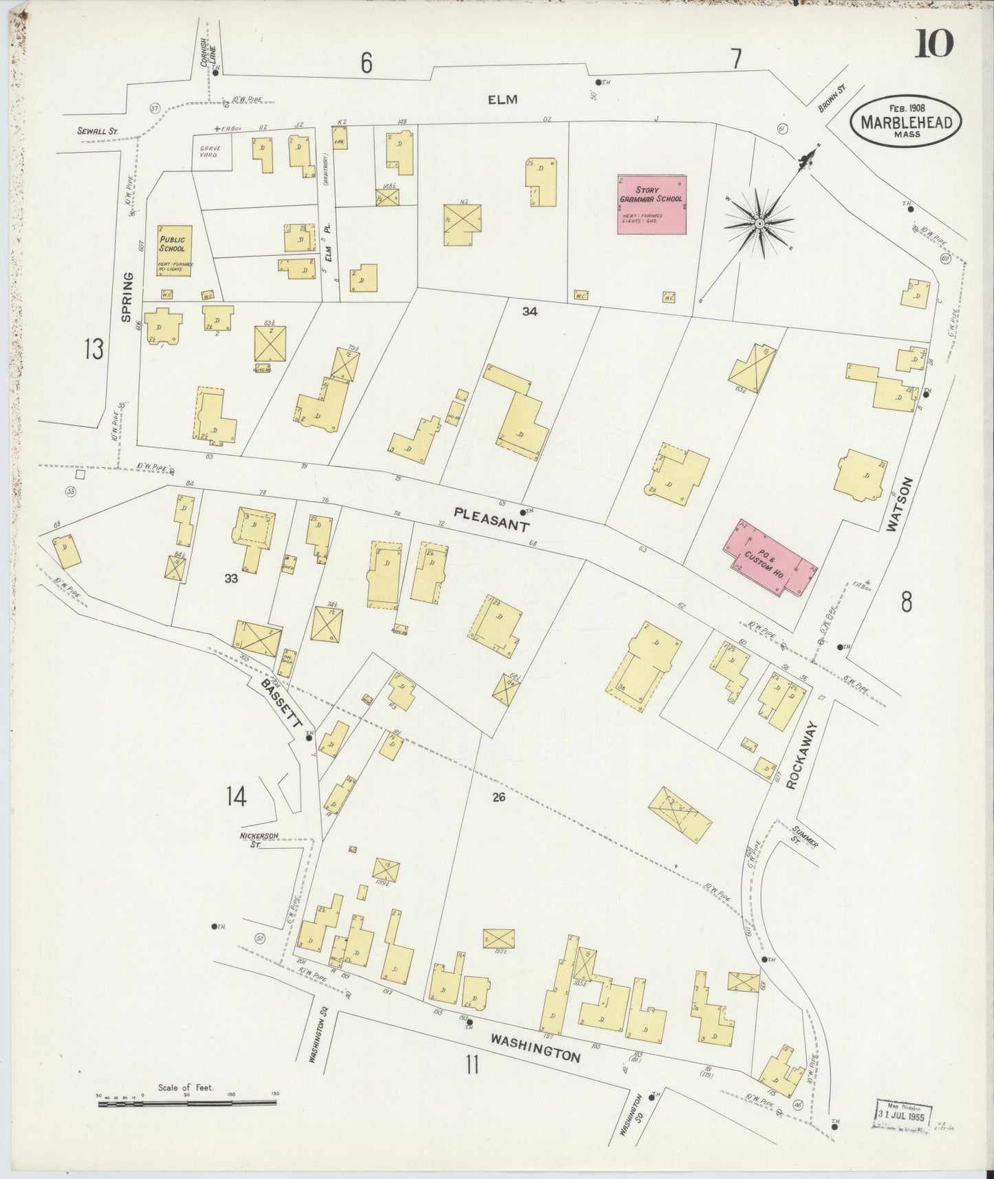 Sanborn Fire Insurance Map from Marblehead, Essex County, Massachusetts (1908), Sheet #0010 - Complete Map Set gallery image, historic Sanborn map, vintage wall art, Massachusetts Massachusetts