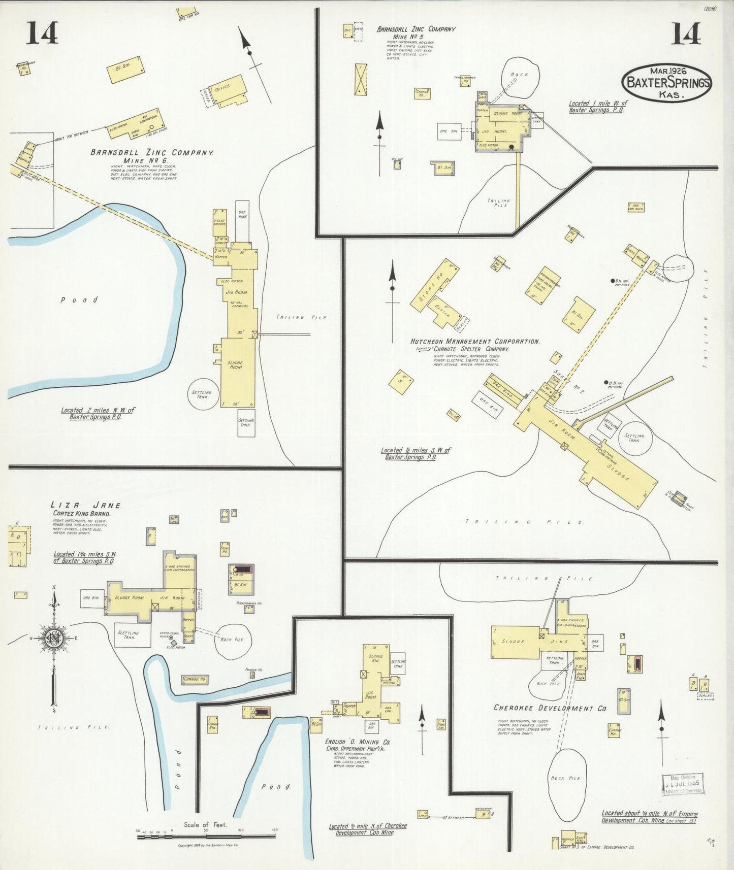 Sanborn Fire Insurance Map from Baxter Springs, Cherokee County, Kansas (1926), Sheet #0014 - Complete Map Set gallery image, historic Sanborn map, vintage wall art, Kansas Kansas