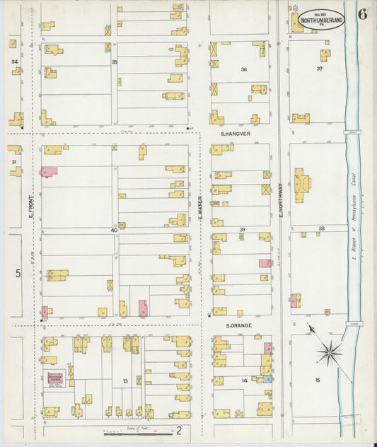 Sanborn Fire Insurance Map from Northumberland, Northumberland County, Pennsylvania (1901), Sheet #0006 - Historic Sanborn Fire Insurance Map Print, vintage old map wall art, antique decor, genealogy gift, Pennsylvania Pennsylvania map