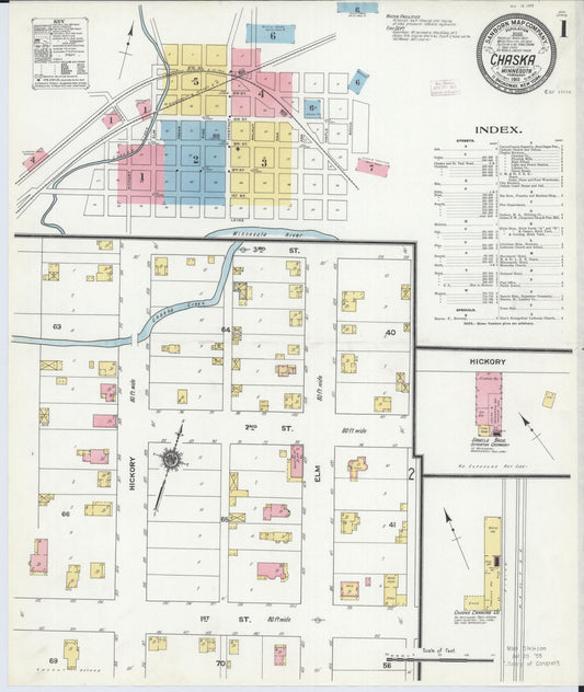 Sanborn Fire Insurance Map from Chaska, Carver County, Minnesota (1911), Sheet #0001 - Historic Sanborn Fire Insurance Map Print, vintage old map wall art, antique decor, genealogy gift, Minnesota Minnesota map