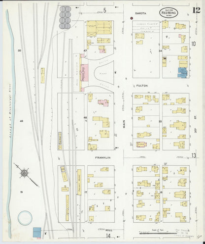 Sanborn Fire Insurance Map from Red Wing, Goodhue County, Minnesota (1910), Sheet #0012 - Historic Sanborn Fire Insurance Map Print, vintage old map wall art, antique decor, genealogy gift, Minnesota Minnesota map