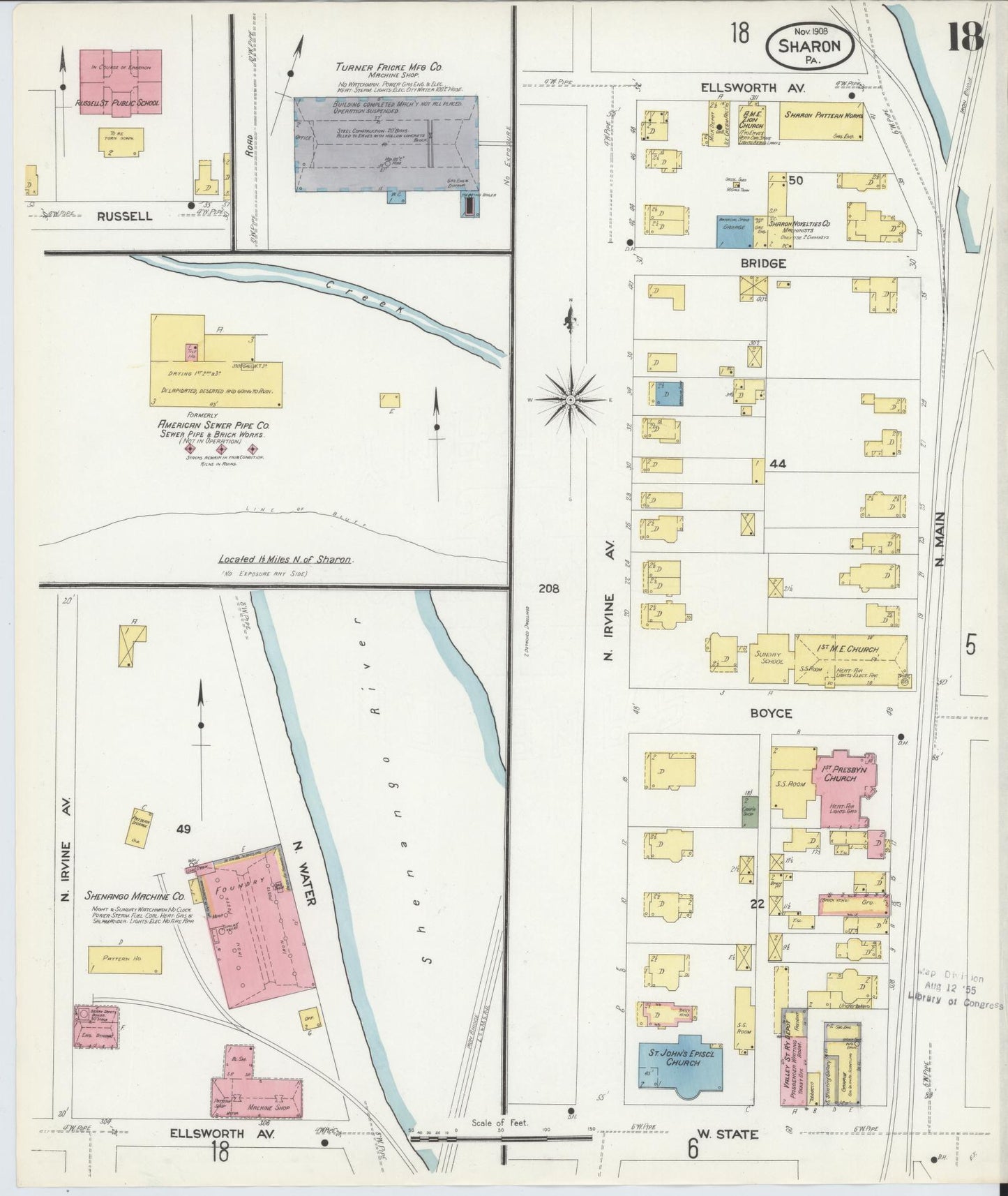 Sanborn Fire Insurance Map from Sharon, Mercer County, Pennsylvania (1908), Sheet #0018 - Complete Map Set gallery image, historic Sanborn map, vintage wall art, Pennsylvania Pennsylvania