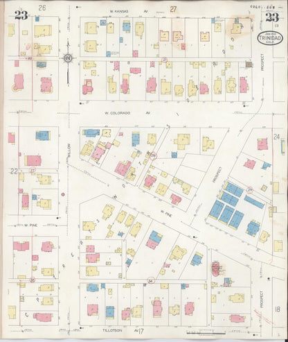 Sanborn Fire Insurance Map from Trinidad, Las Animas County, Colorado (1948), Sheet #0023 - Complete Map Set gallery image, historic Sanborn map, vintage wall art, Colorado Colorado