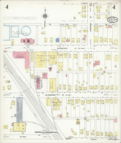 Sanborn Fire Insurance Map from Salem, Columbiana County, Ohio (1926), Sheet #0004 - Historic Sanborn Fire Insurance Map Print, vintage old map wall art, antique decor, genealogy gift, Ohio Ohio map