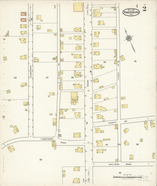 Sanborn Fire Insurance Map from Rimersburg, Clarion County, Pennsylvania (1921), Sheet #0002 - Historic Sanborn Fire Insurance Map Print, vintage old map wall art, antique decor, genealogy gift, Pennsylvania Pennsylvania map