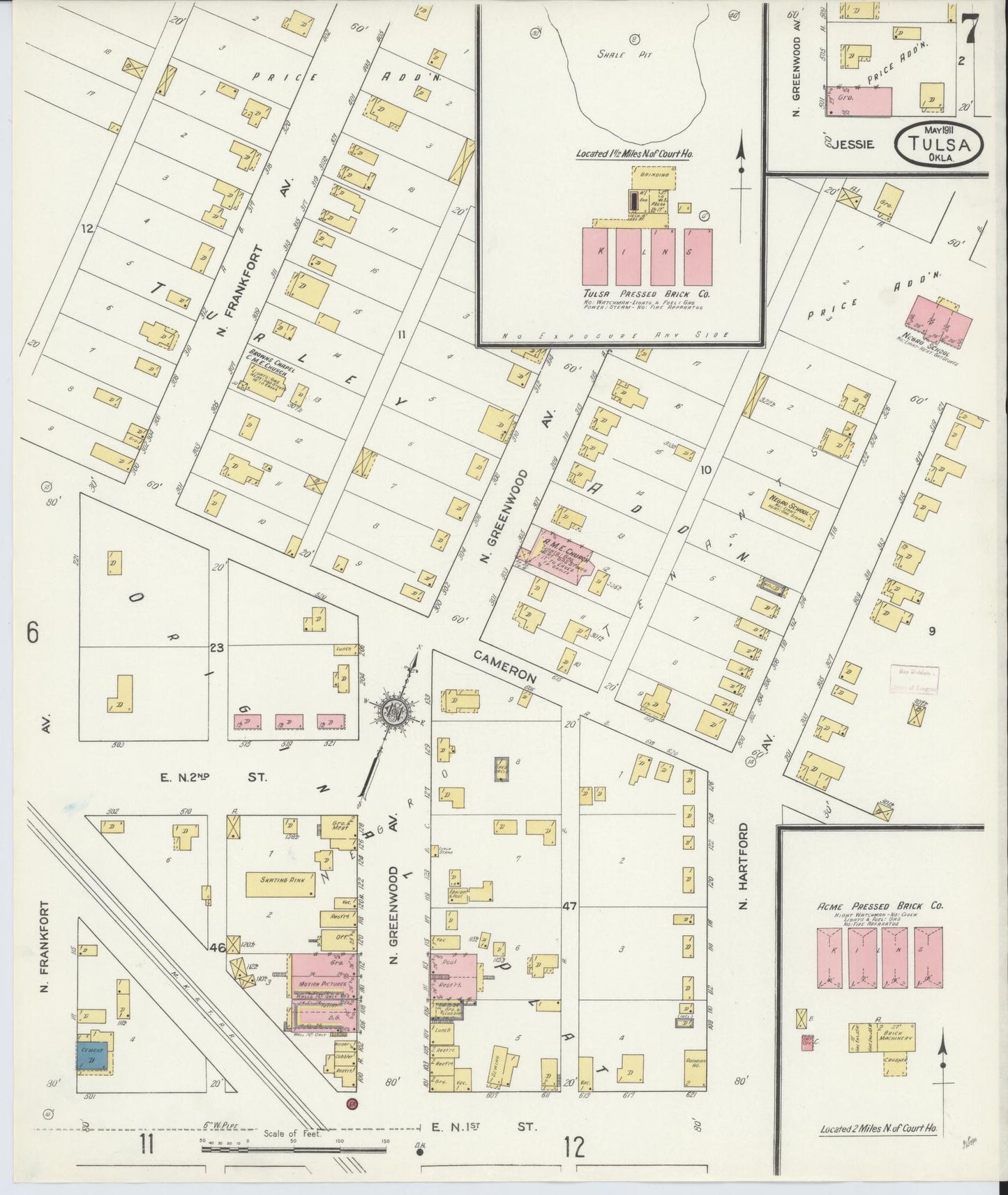 Sanborn Fire Insurance Map from Tulsa, Tulsa County, Oklahoma (1911), Sheet #0007 - Complete Map Set gallery image, historic Sanborn map, vintage wall art, Oklahoma Oklahoma