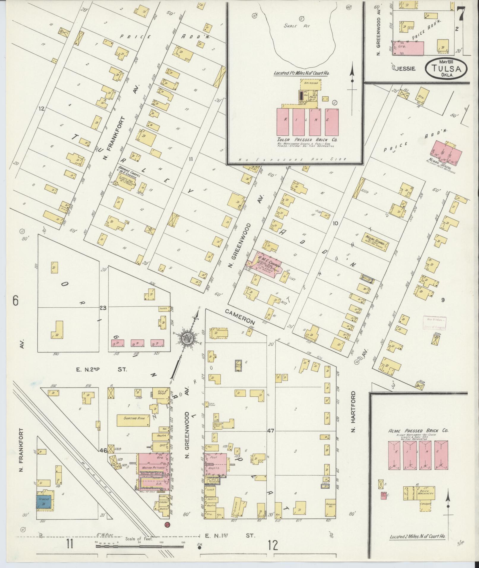 Sanborn Fire Insurance Map from Tulsa, Tulsa County, Oklahoma (1911), Sheet #0007 - Complete Map Set gallery image, historic Sanborn map, vintage wall art, Oklahoma Oklahoma