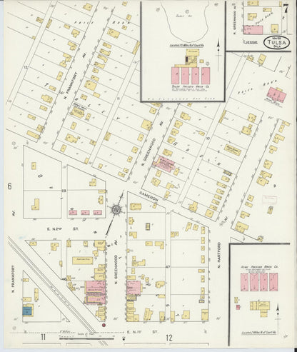 Sanborn Fire Insurance Map from Tulsa, Tulsa County, Oklahoma (1911), Sheet #0007 - Complete Map Set gallery image, historic Sanborn map, vintage wall art, Oklahoma Oklahoma