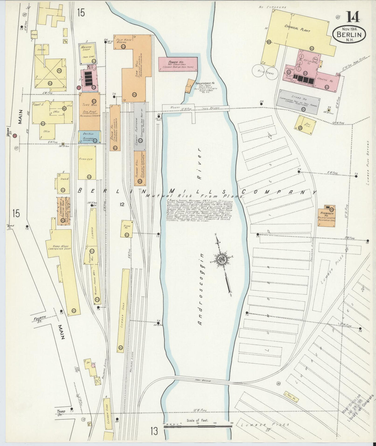 Sanborn Fire Insurance Map from Berlin, Coos County, New Hampshire (1914), Sheet #0014 - Complete Map Set gallery image, historic Sanborn map, vintage wall art, New Hampshire New Hampshire