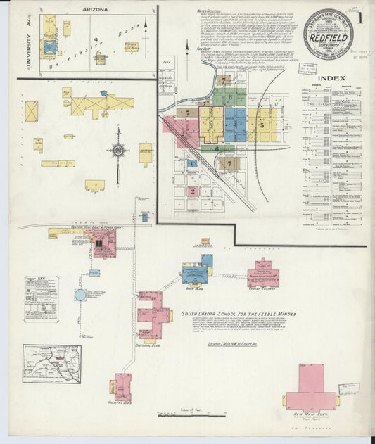 Sanborn Fire Insurance Map from Redfield, Spink County, South Dakota (1916), Sheet #0001 - Complete Map Set gallery image, historic Sanborn map, vintage wall art, South Dakota South Dakota