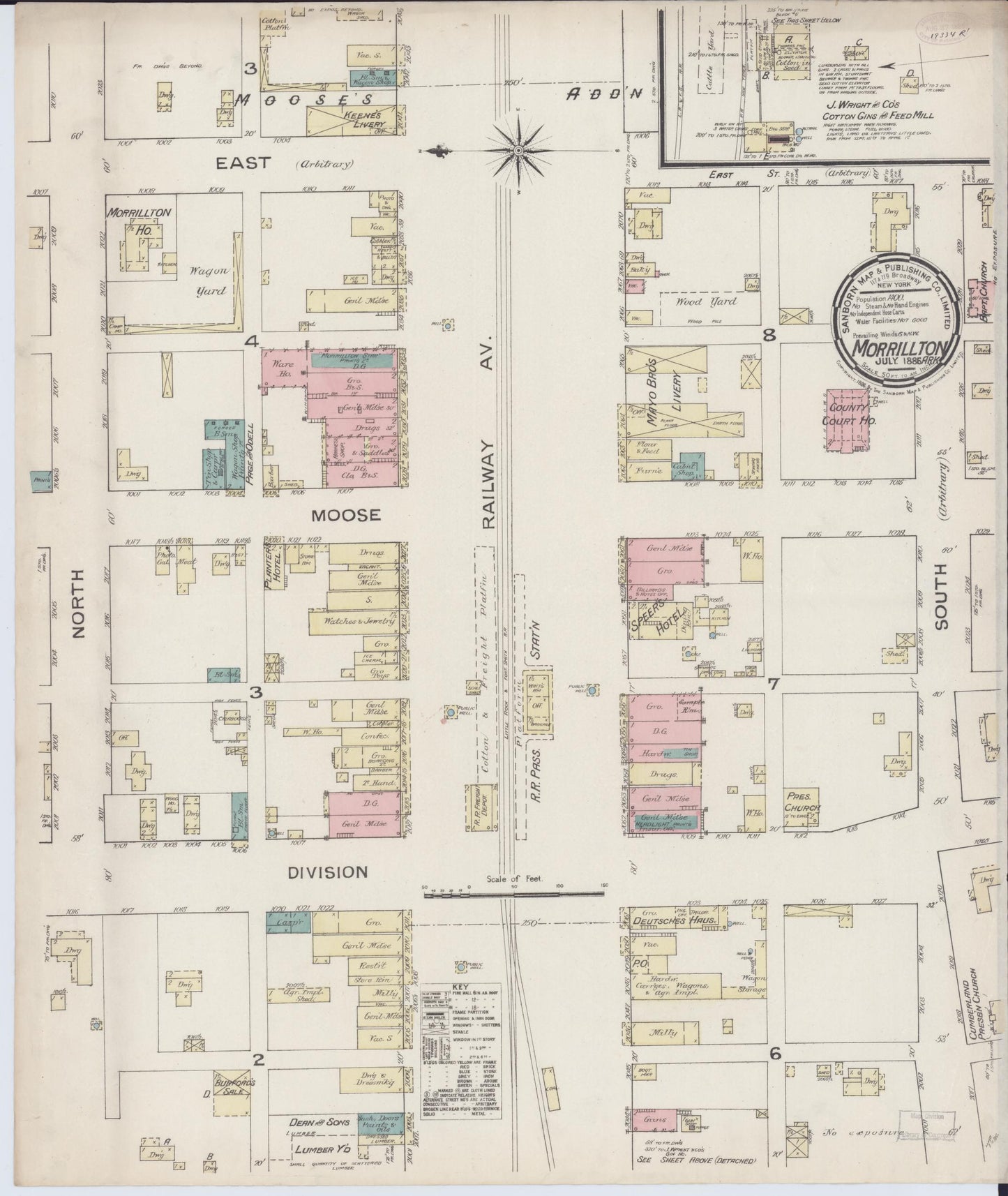 Sanborn Fire Insurance Map from Morrilton, Conway County, Arkansas (1886), Sheet #0001 - Historic Sanborn Fire Insurance Map Print, vintage old map wall art, antique decor, genealogy gift, Arkansas Arkansas map