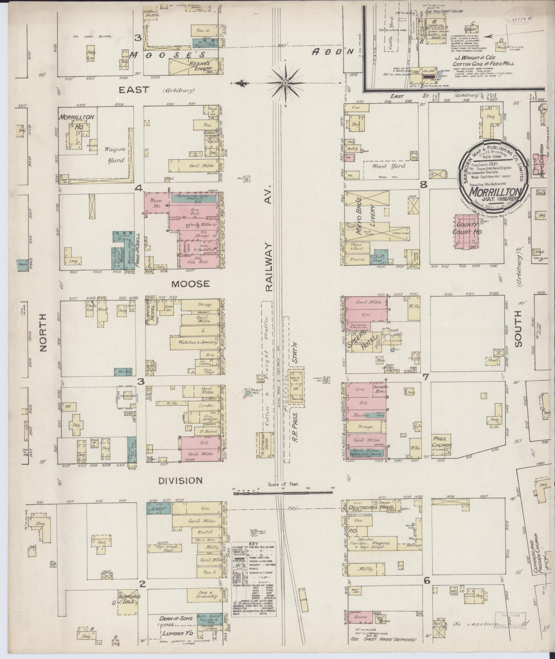 Sanborn Fire Insurance Map from Morrilton, Conway County, Arkansas (1886), Sheet #0001 - Historic Sanborn Fire Insurance Map Print, vintage old map wall art, antique decor, genealogy gift, Arkansas Arkansas map