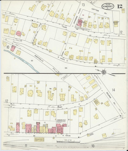 Sanborn Fire Insurance Map from Somerset, Pulaski County, Kentucky (1914), Sheet #0012 - Complete Map Set gallery image, historic Sanborn map, vintage wall art, Kentucky Kentucky