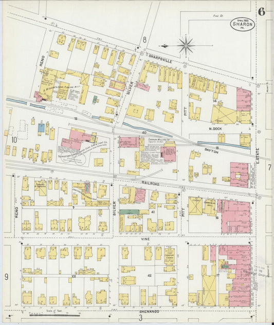 Sanborn Fire Insurance Map from Sharon, Mercer County, Pennsylvania (1903), Sheet #0006 - Historic Sanborn Fire Insurance Map Print, vintage old map wall art, antique decor, genealogy gift, Pennsylvania Pennsylvania map